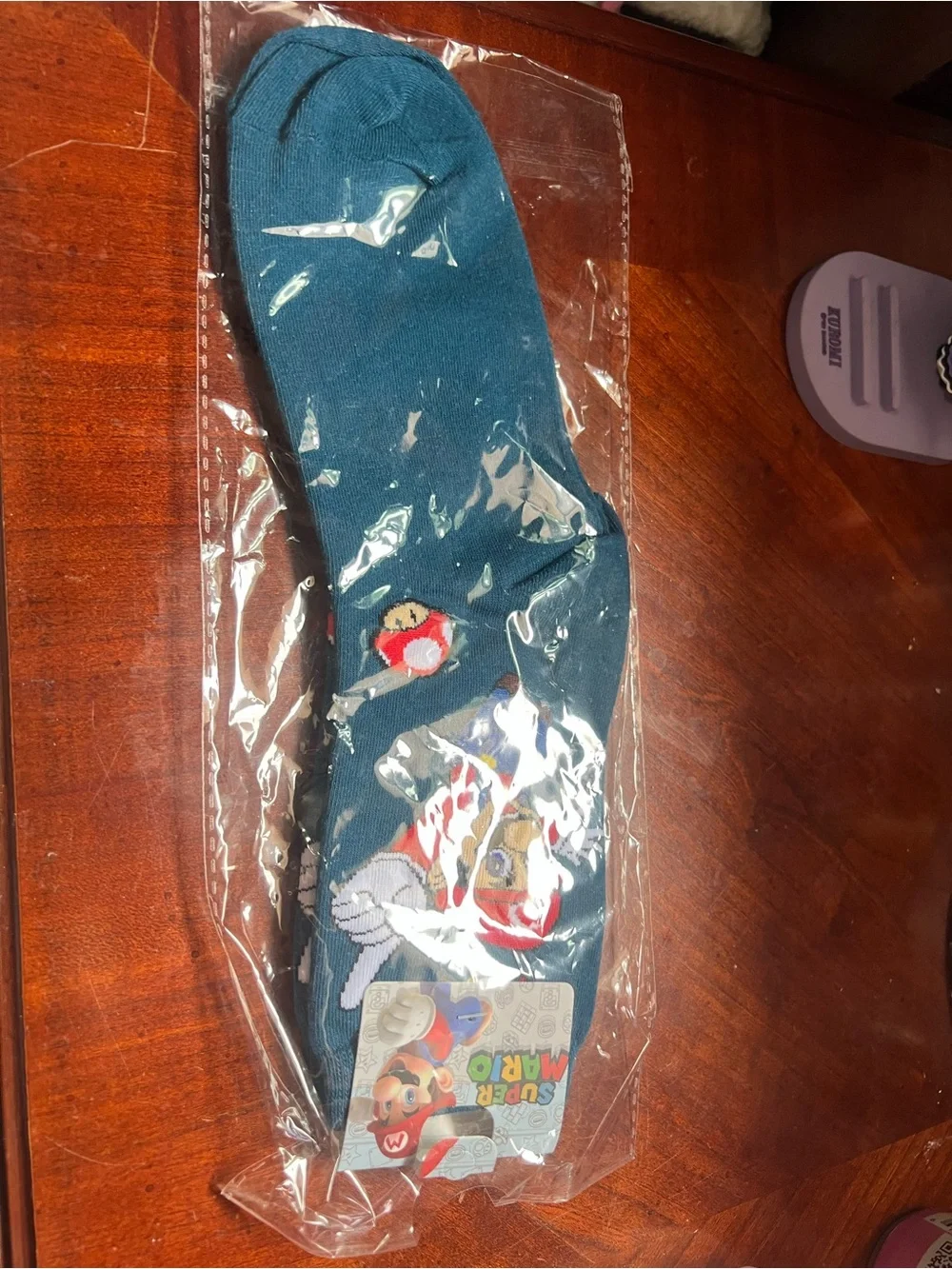 Super Mario Graphic Crew Socks - Teal with Red Accents